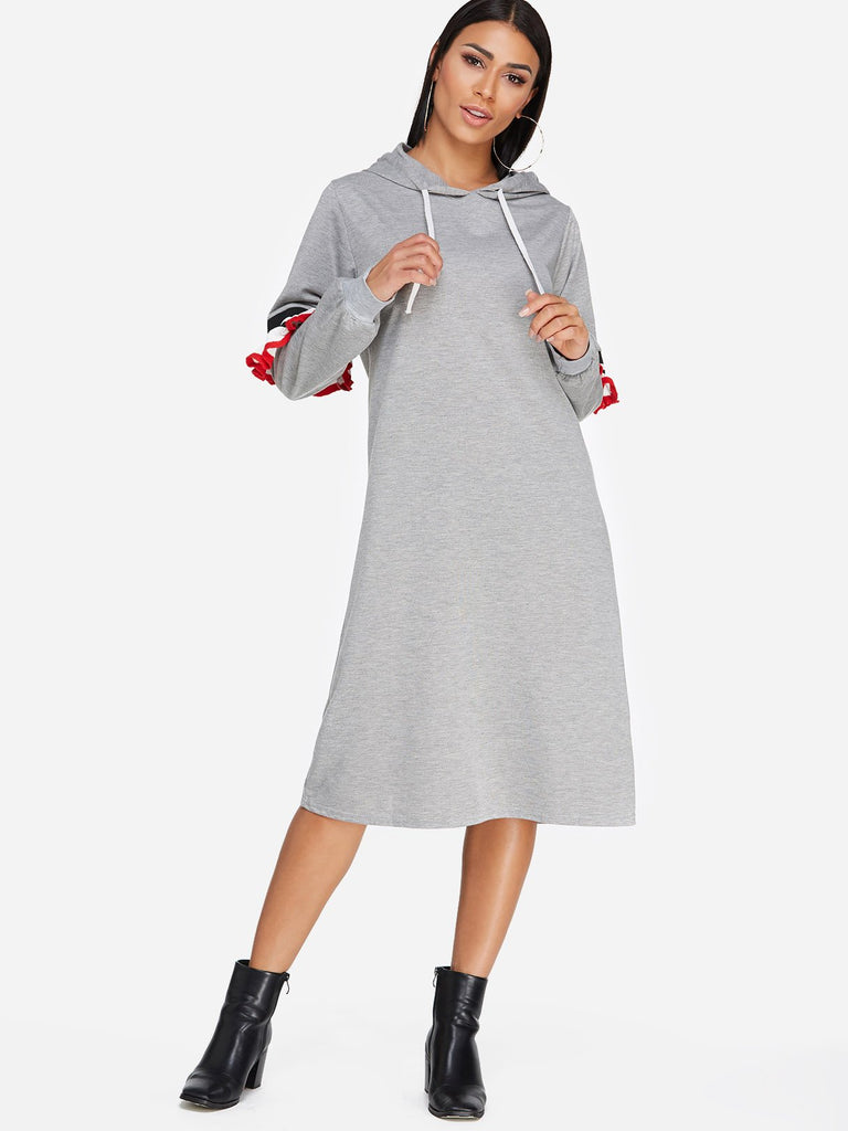 Ladies Long Sleeve Midi Dress