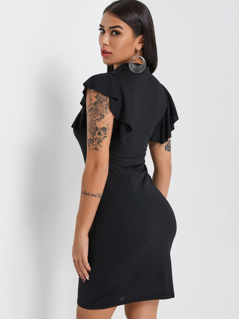 Womens Black V-Neck Dresses