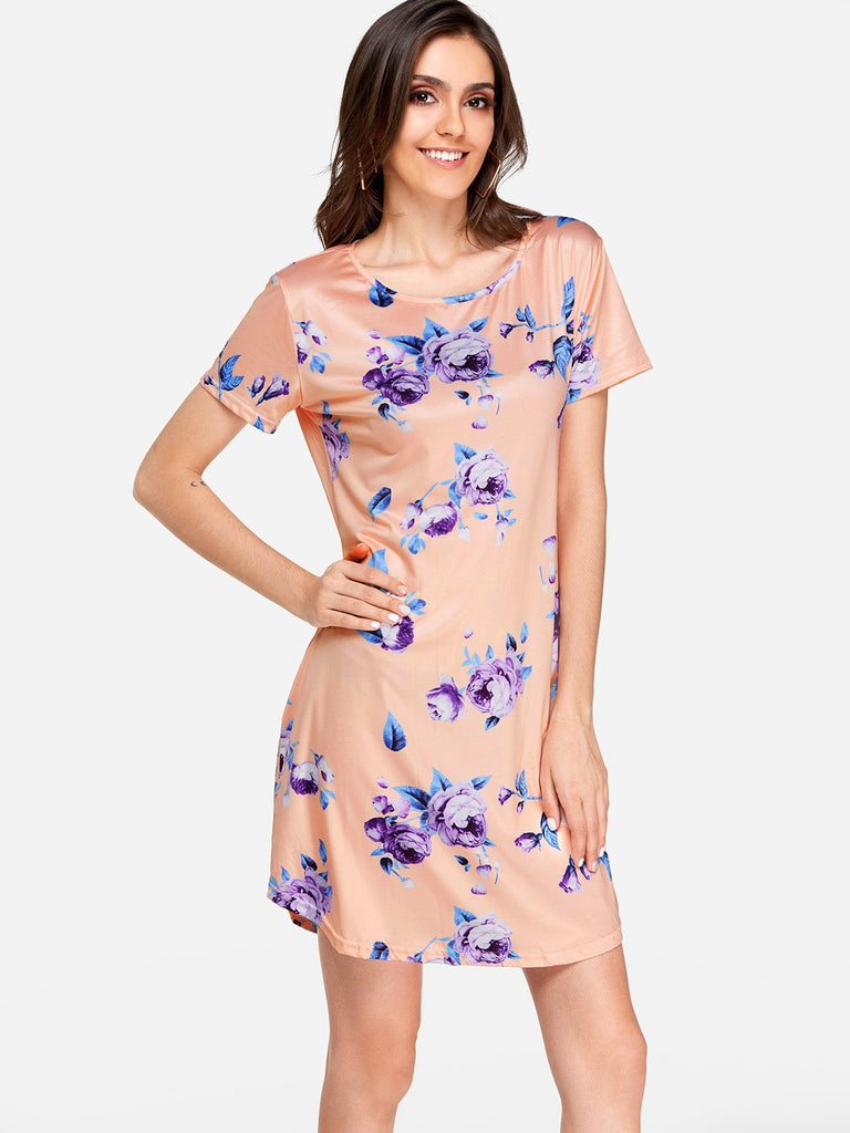 Womens Floral Print Mini Dresses