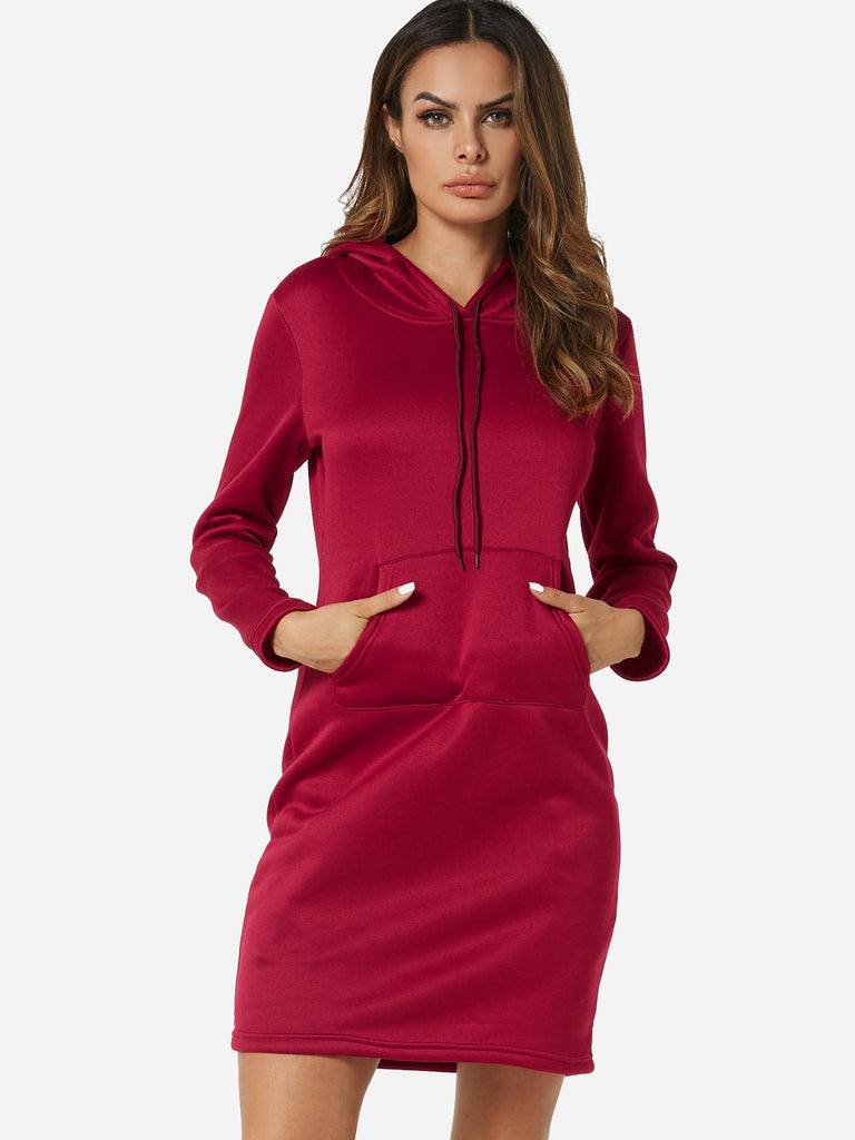 Pullover Long Sleeve Hooded Casual Dress