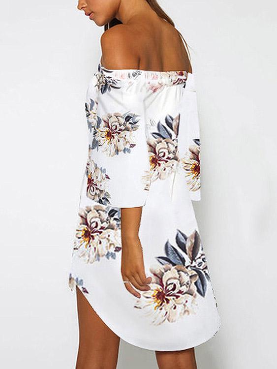 Womens White Floral Dresses