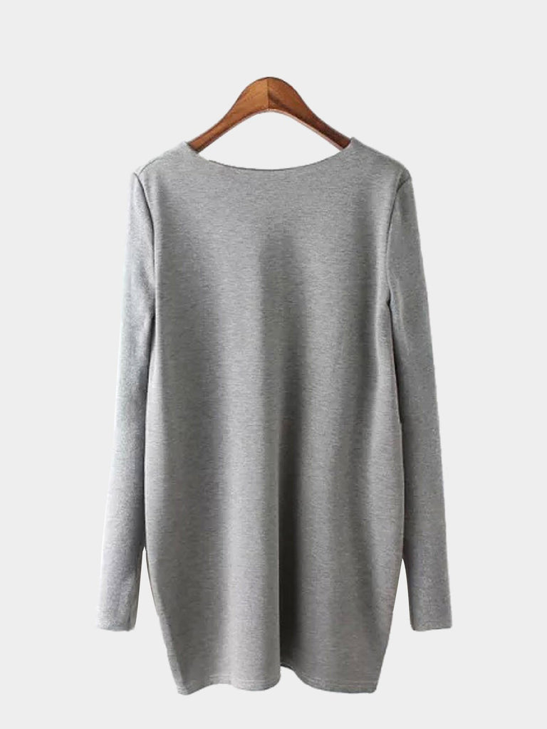 Womens Gray V-Neck Dresses