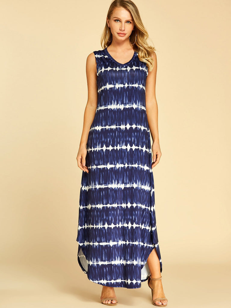 Womens Blue V-Neck Dresses