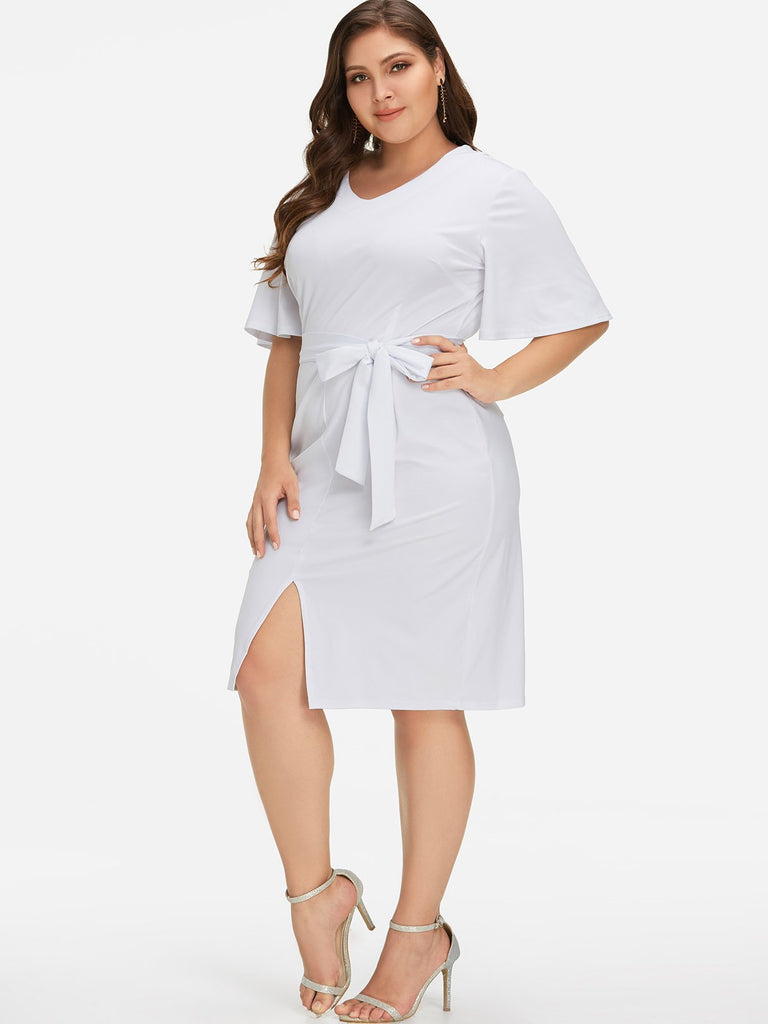 Womens Half Sleeve Plus Size Dress