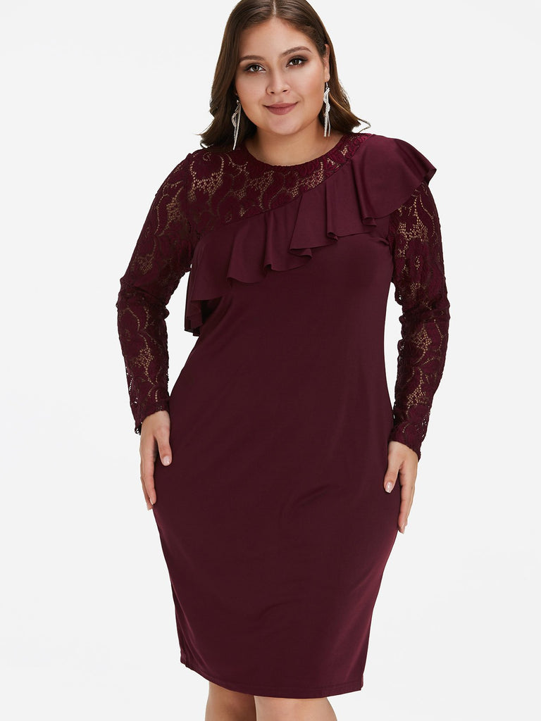 Ladies Long Sleeve Plus Size Dress