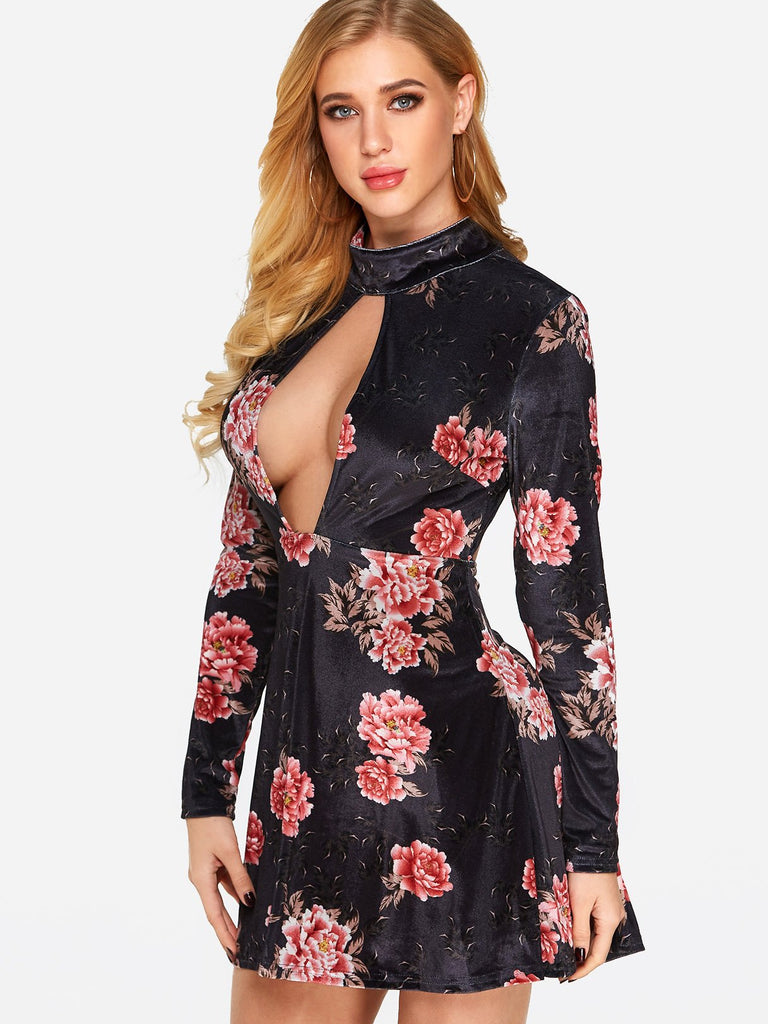 Ladies Black Floral Dresses