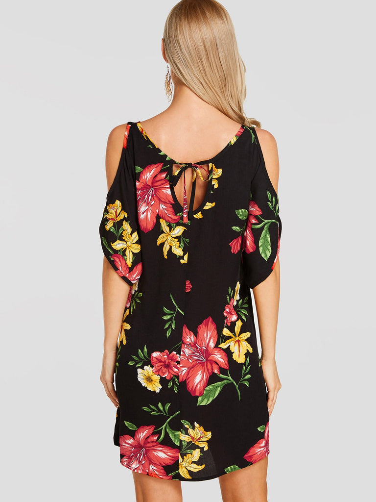 Womens Floral Print Mini Dresses