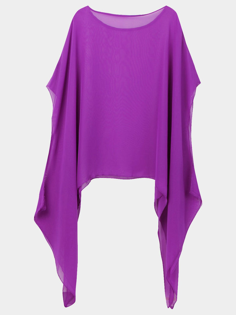 Purple Asymmetrical Plain Irregular Hem Mini Dress