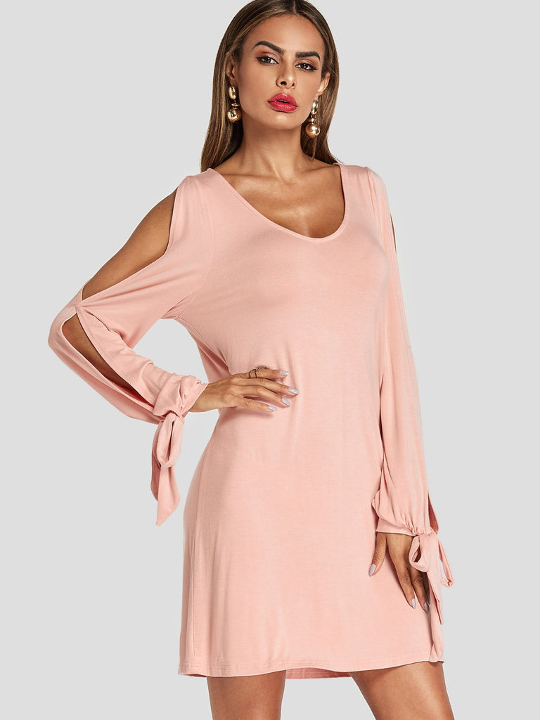 Womens Pink V-Neck Dresses