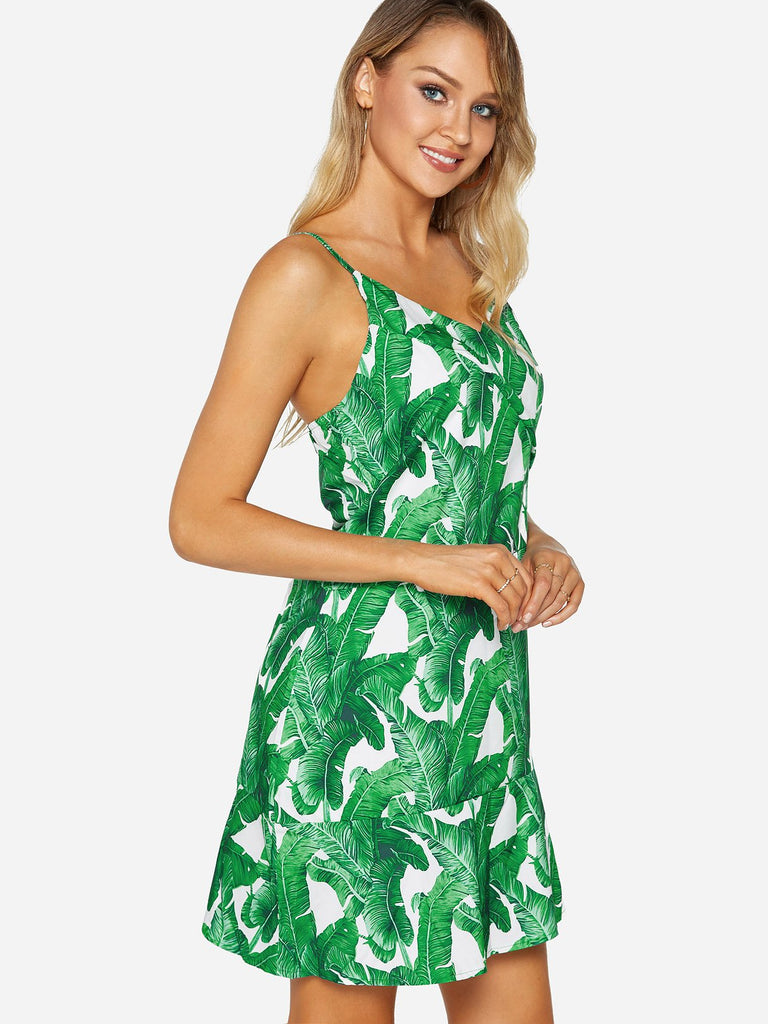 Ladies Green V-Neck Dresses