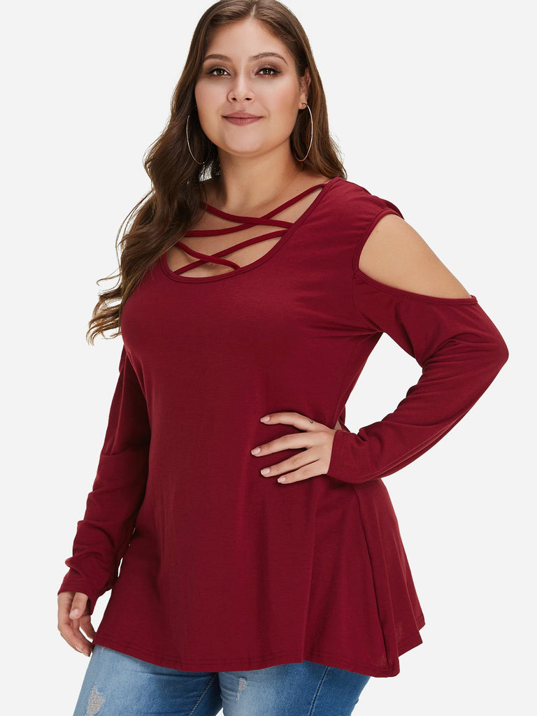 Ladies Burgundy Plus Size Tops