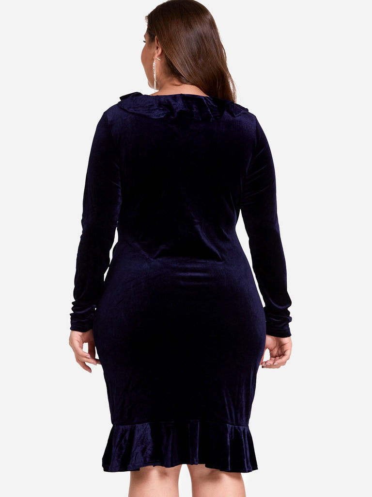 Ladies V-Neck Plus Size Dress