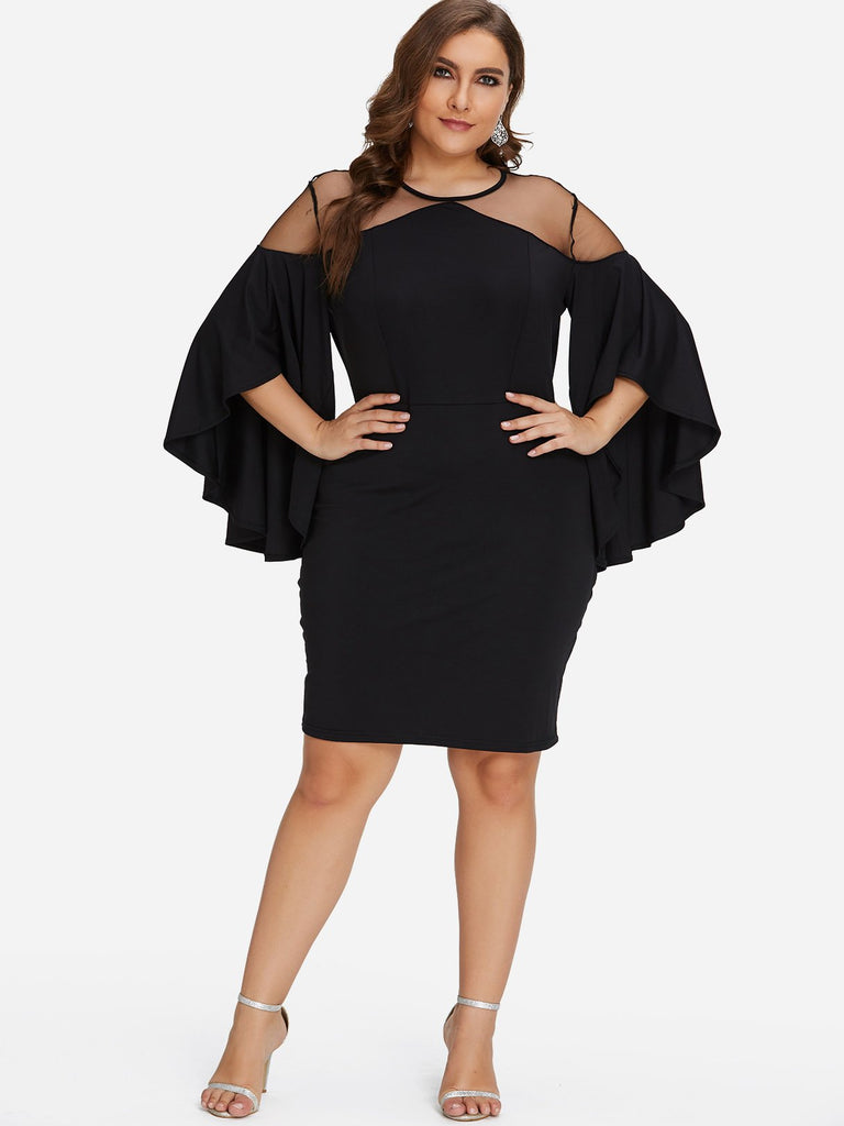 Womens Long Sleeve Plus Size Dress