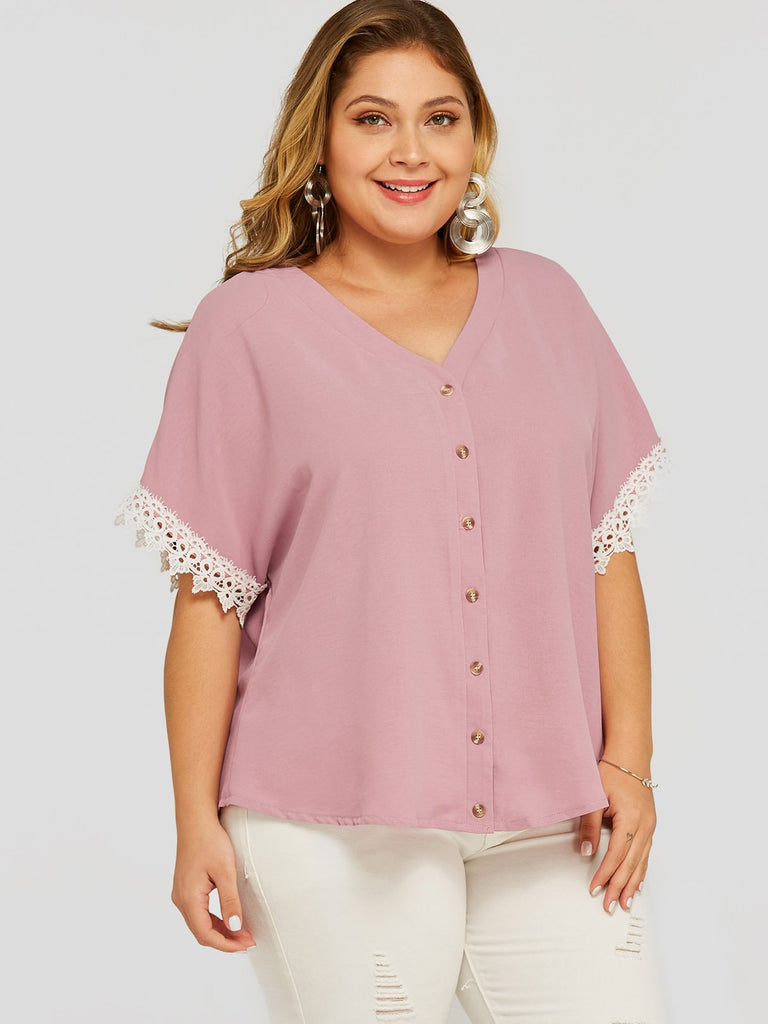 Ladies Pink Plus Size Tops