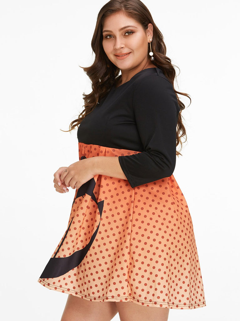 Ladies Color Block Plus Size Dresses