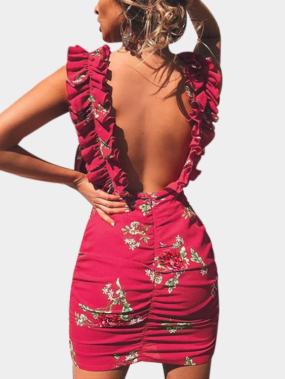 Womens Rose Floral Dresses