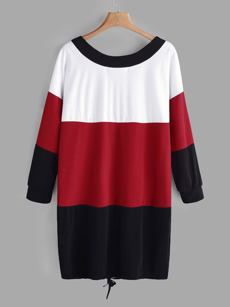 Womens Color Block V-Neck Dresses