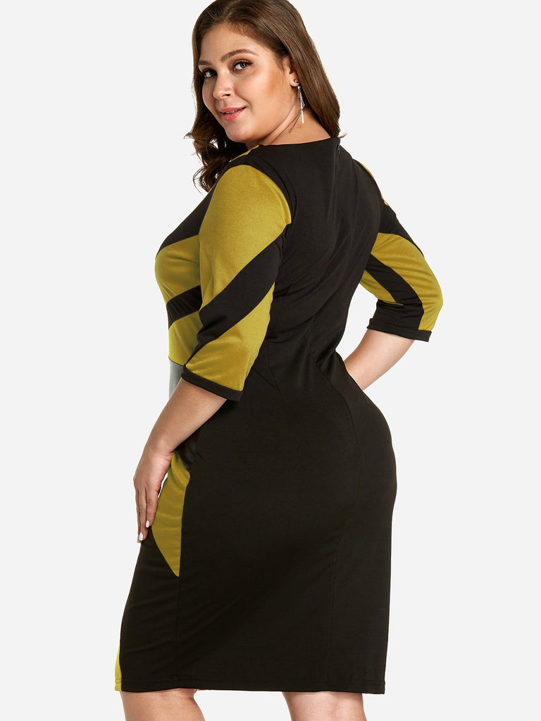 Womens Color Block Plus Size Dresses