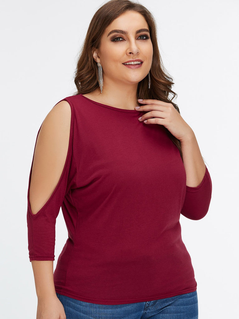 Ladies Burgundy Plus Size Tops