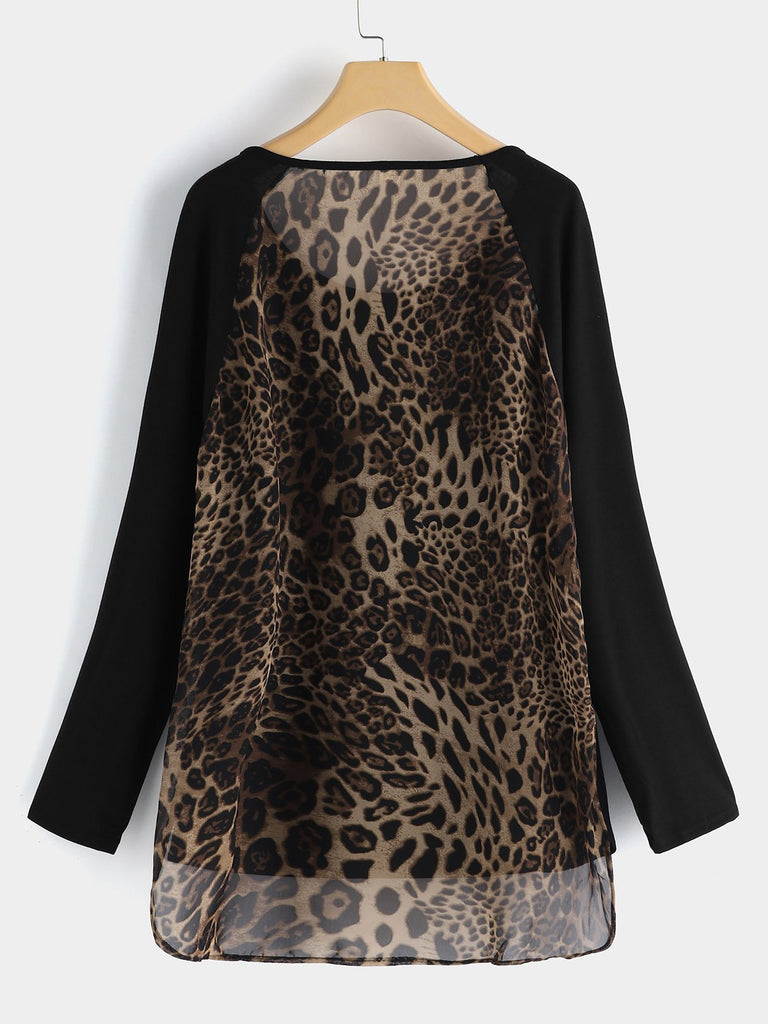 Womens Leopard Plus Size Tops