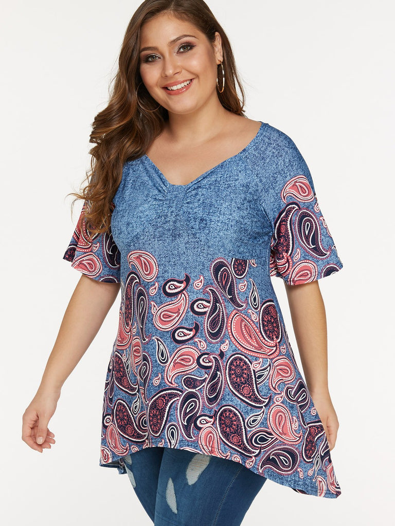 Ladies Blue Plus Size Tops