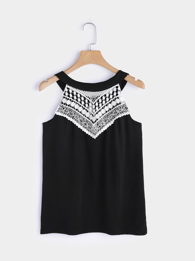 Sleeveless Lace Insert Camis