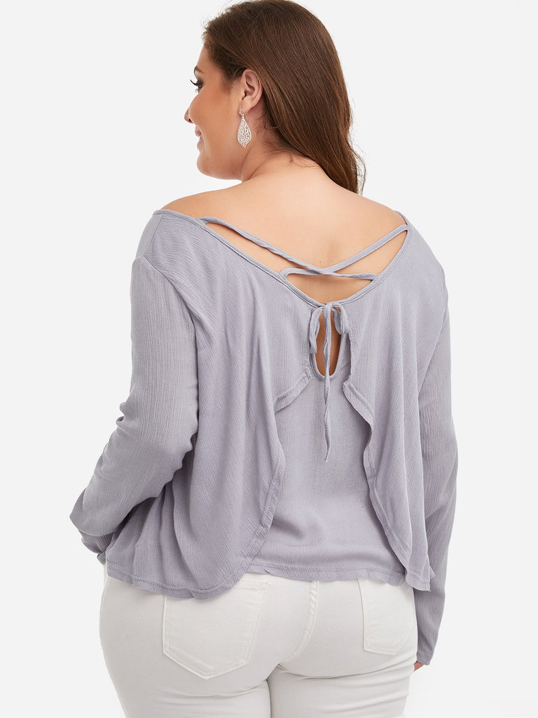 Womens Grey Plus Size Tops