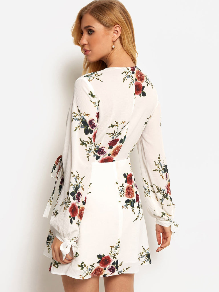 Womens White Floral Dresses