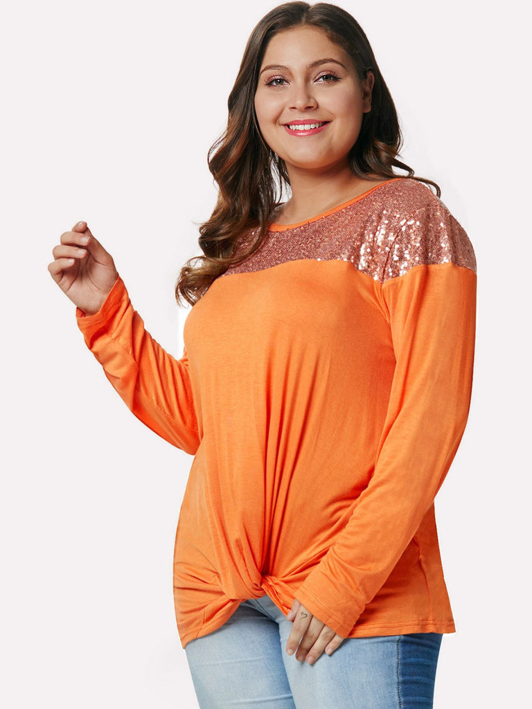 Ladies Orange Plus Size Tops