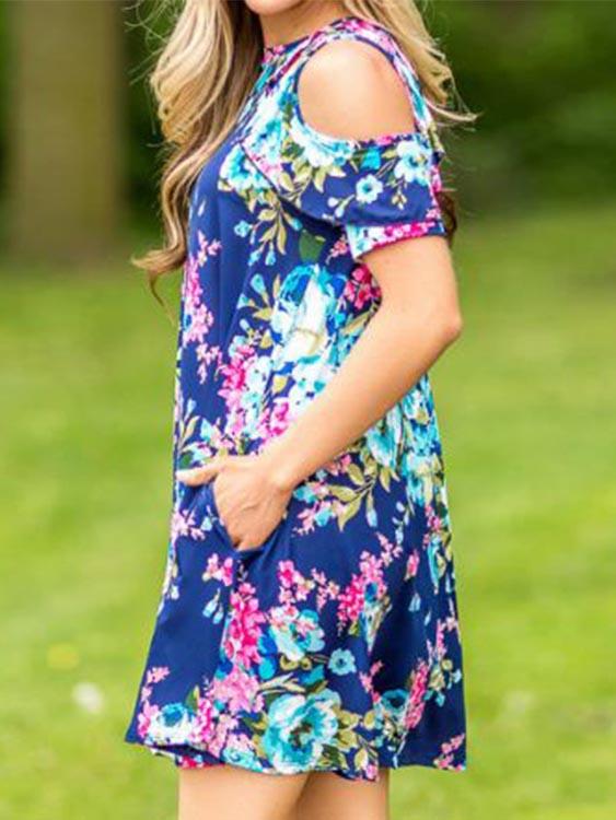 Ladies Blue Floral Dresses