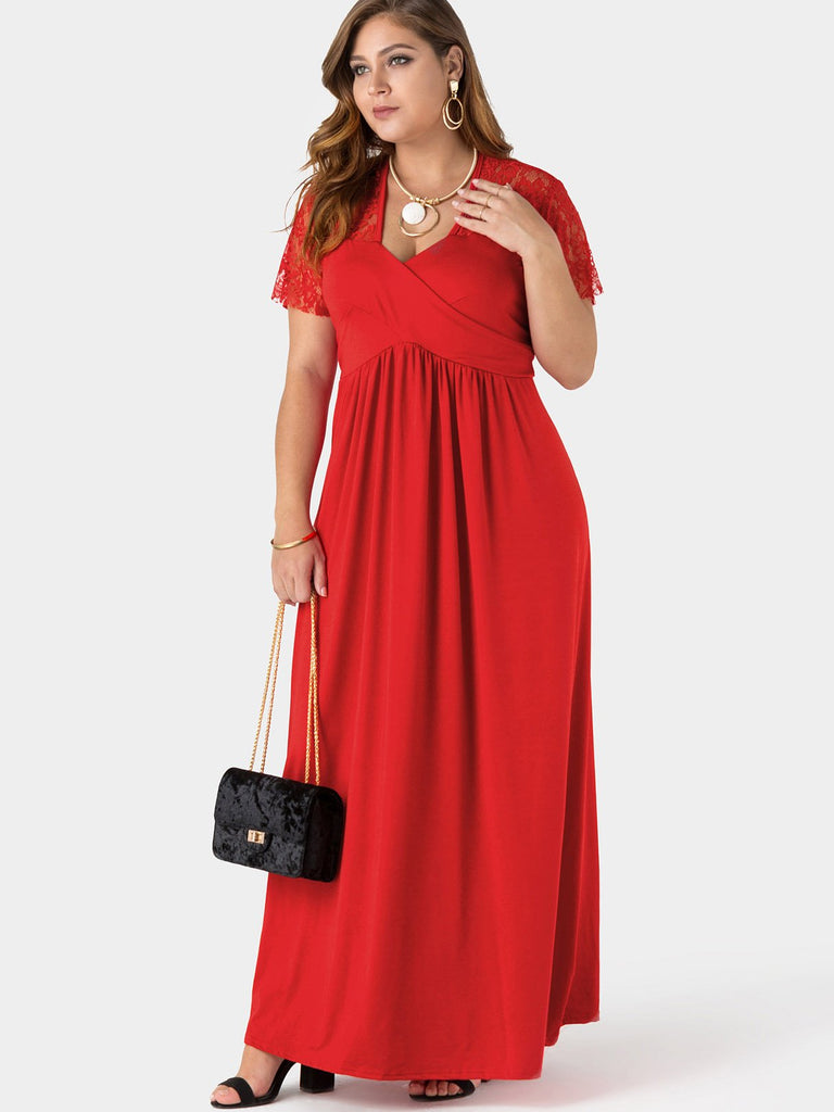 Ladies Short Sleeve Plus Size Maxi Dress