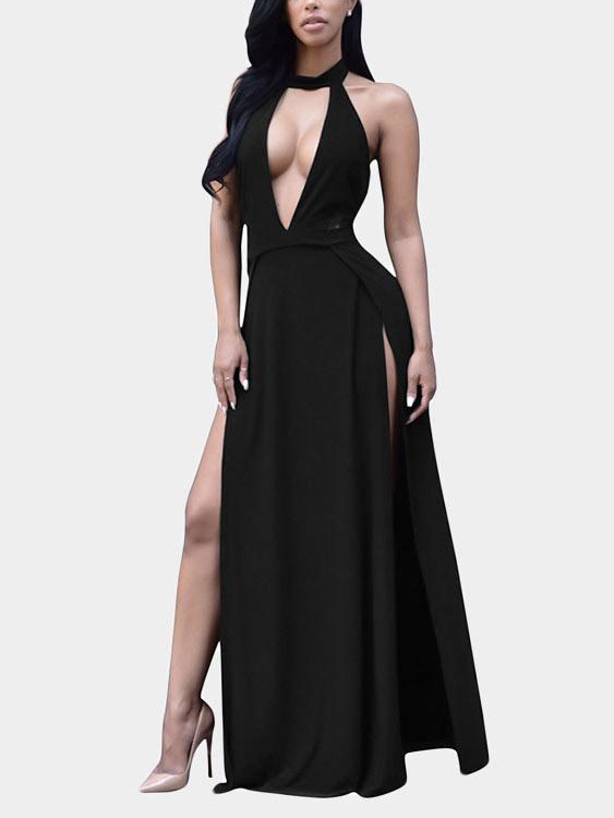 Ladies Black V-Neck Dresses