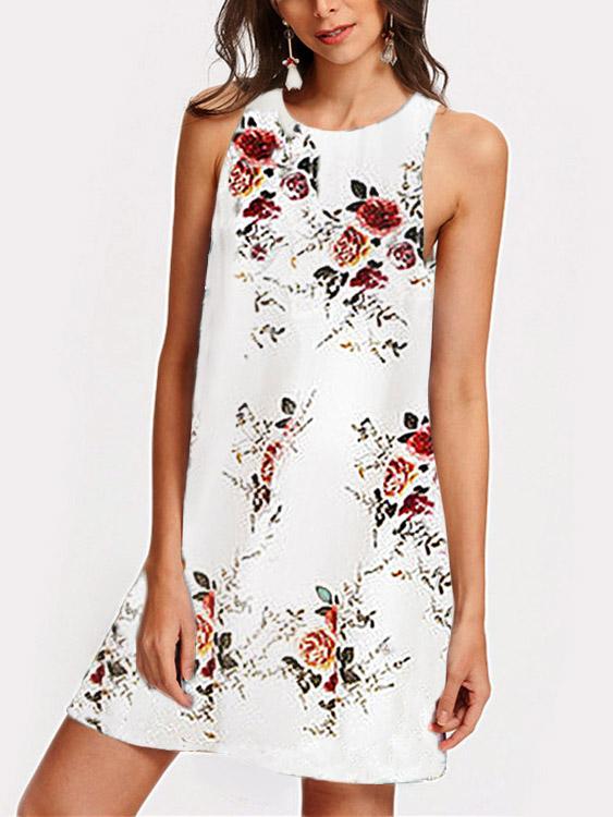 Ladies White Floral Dresses