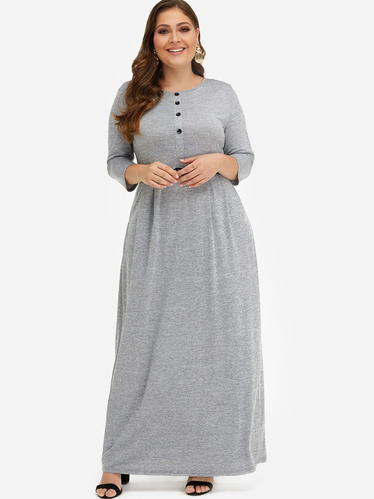 Womens 3/4 Sleeve Plus Size Dress