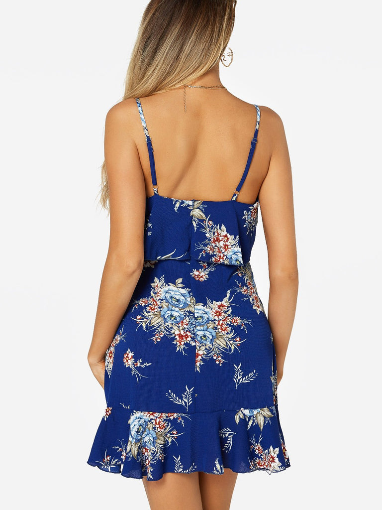 Womens Blue Floral Dresses