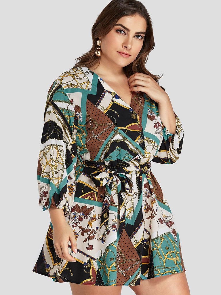 Womens Floral Print Plus Size Dress