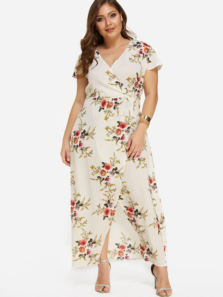 Womens Short Sleeve Plus Size Maxi Dresses