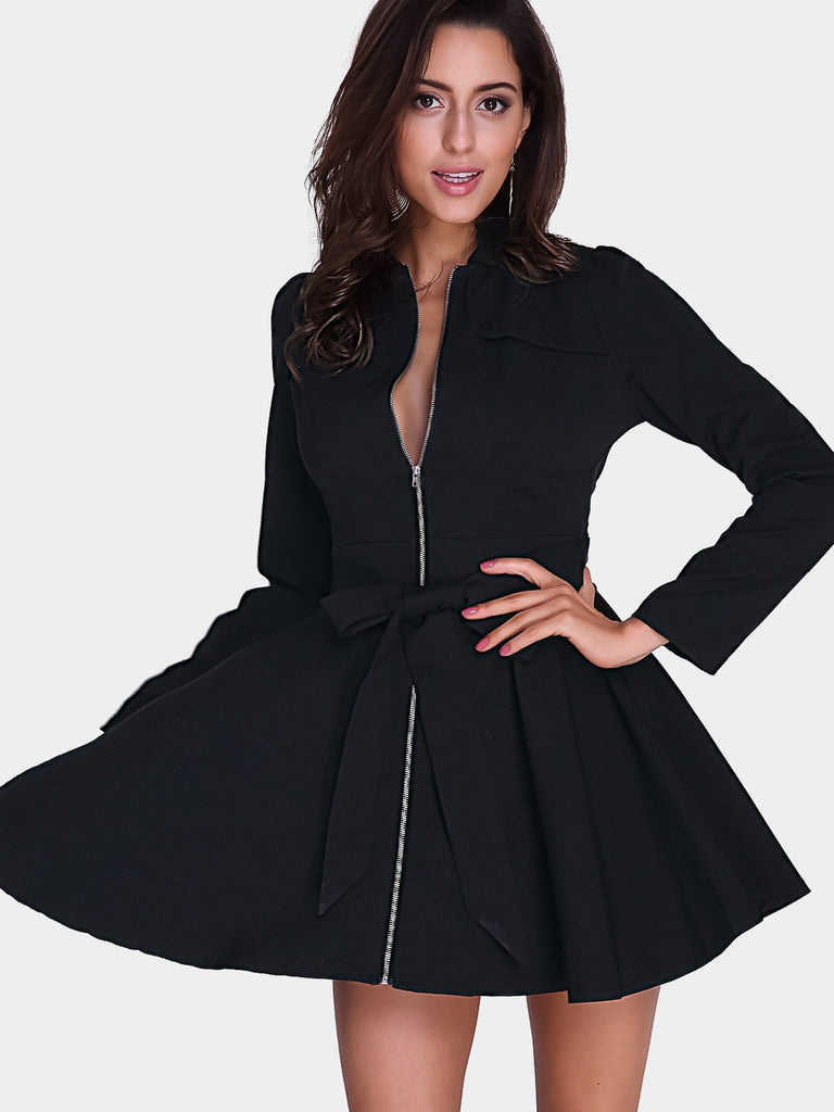 Black Long Sleeve Mini Dresses