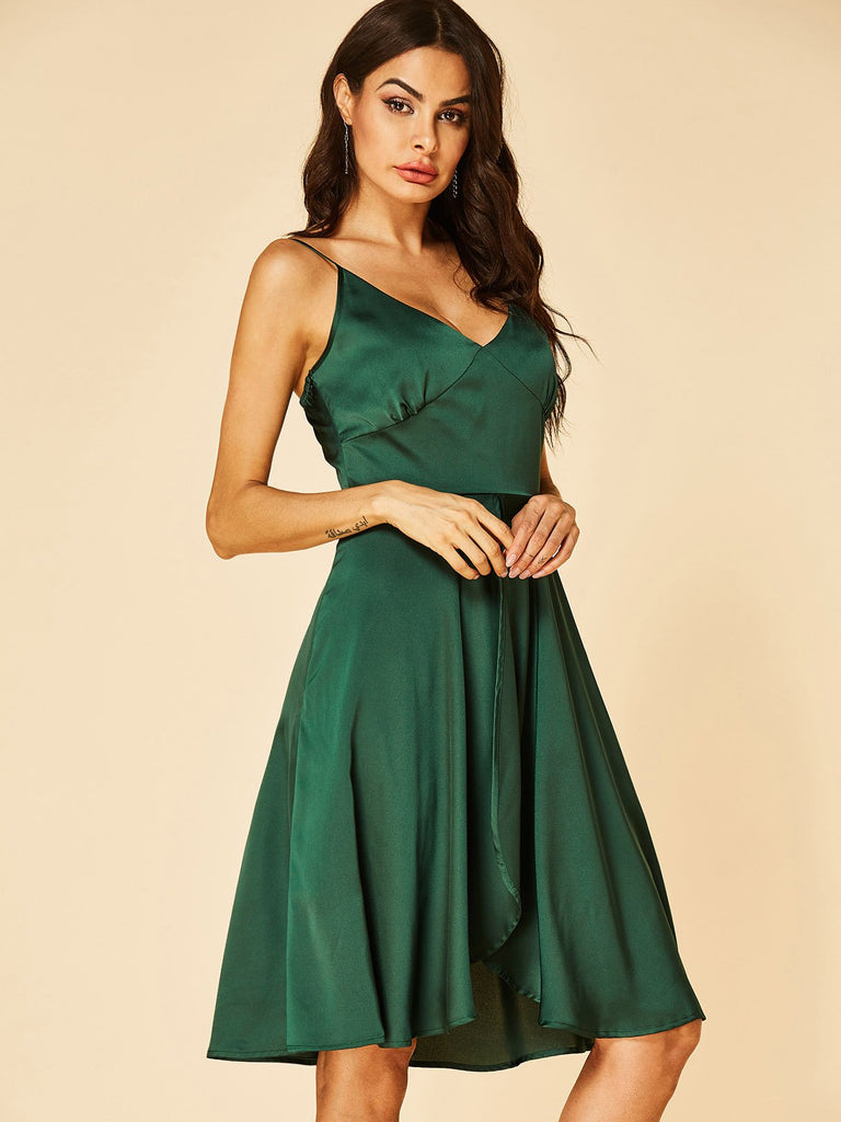 Ladies Green V-Neck Dresses