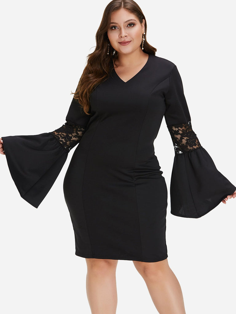 Womens Long Sleeve Plus Size Dress