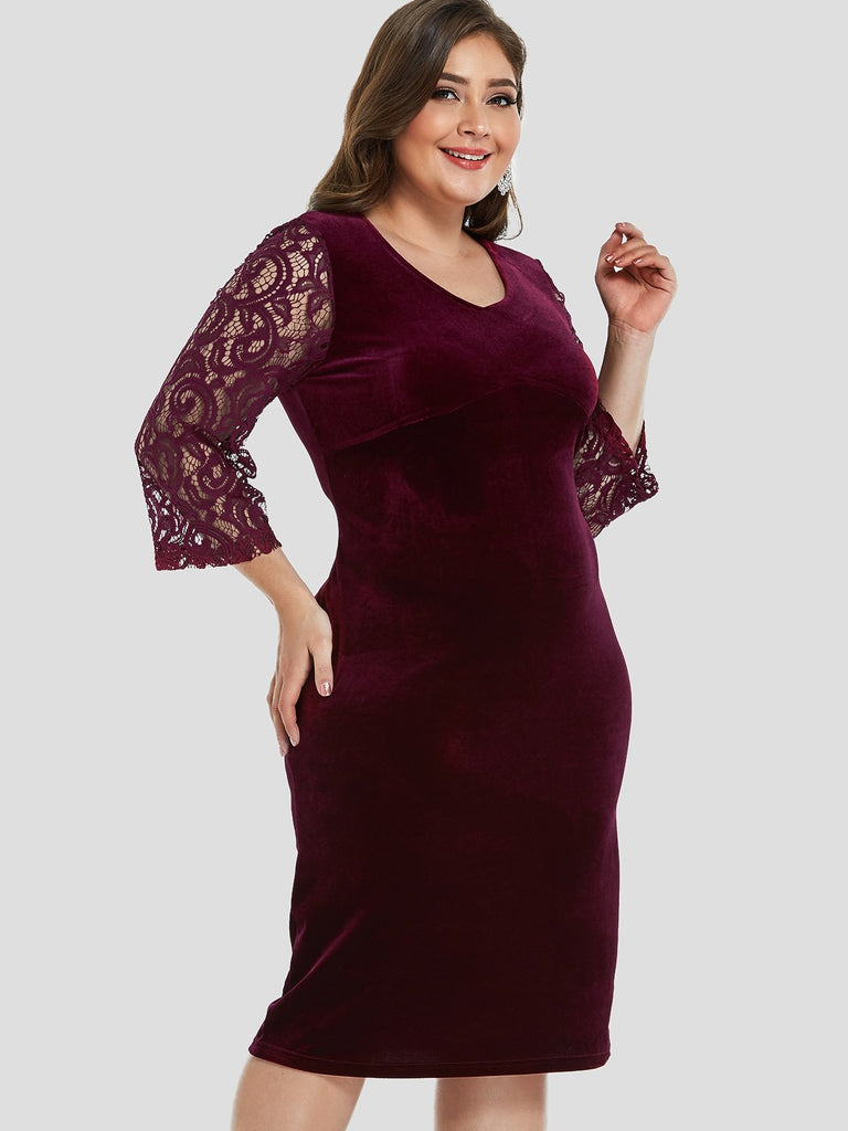 Ladies 3/4 Sleeve Plus Size Dress