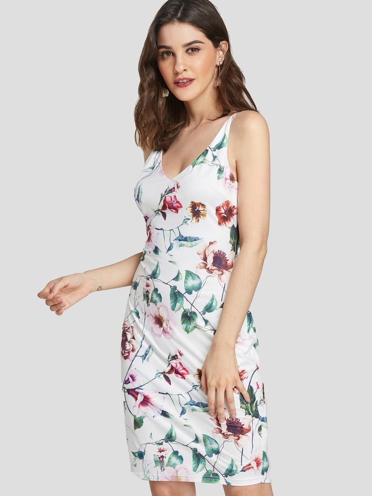 Ladies White Floral Dresses