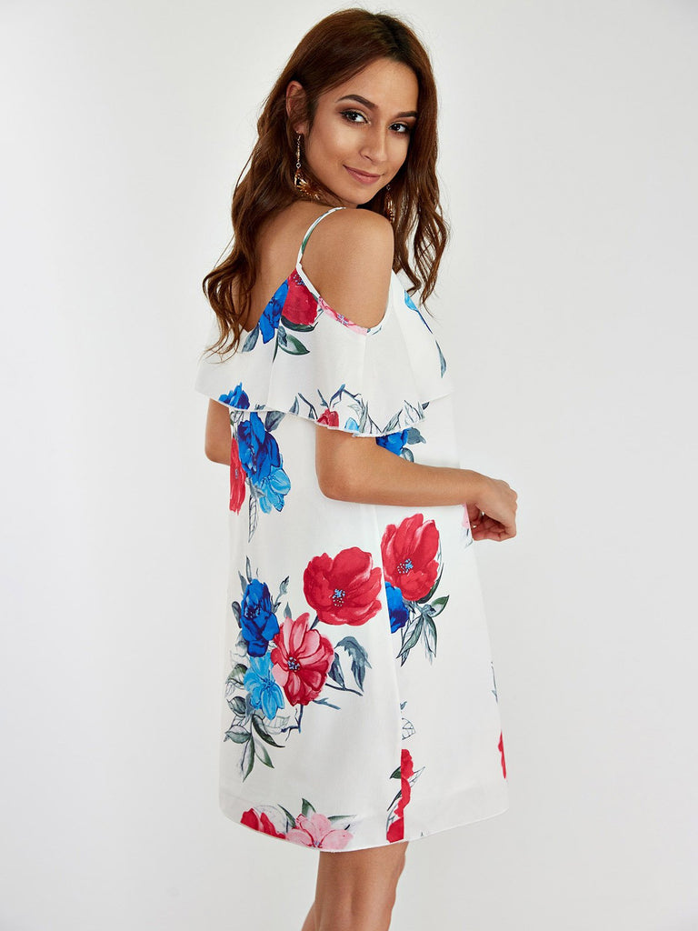 Womens White Floral Dresses