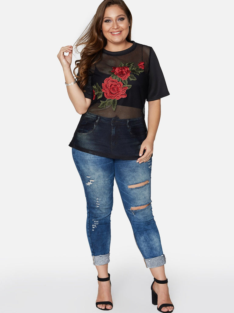 Womens Half Sleeve Plus Size Tops