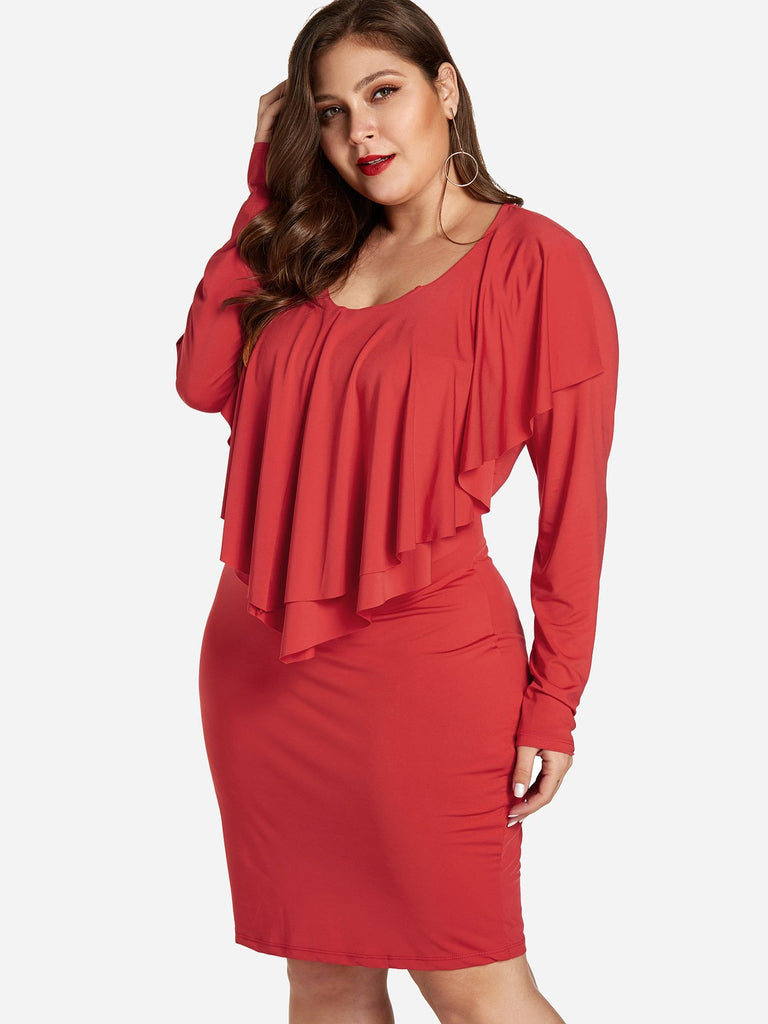 Ladies Long Sleeve Plus Size Dress