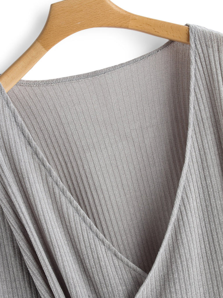 Ladies Grey V-Neck Dresses