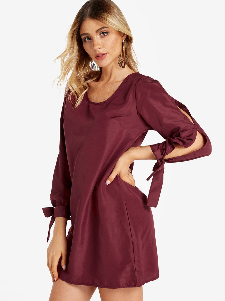 Ladies Burgundy Casual Dresses