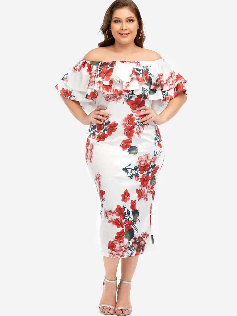 Ladies Floral Plus Size Dresses