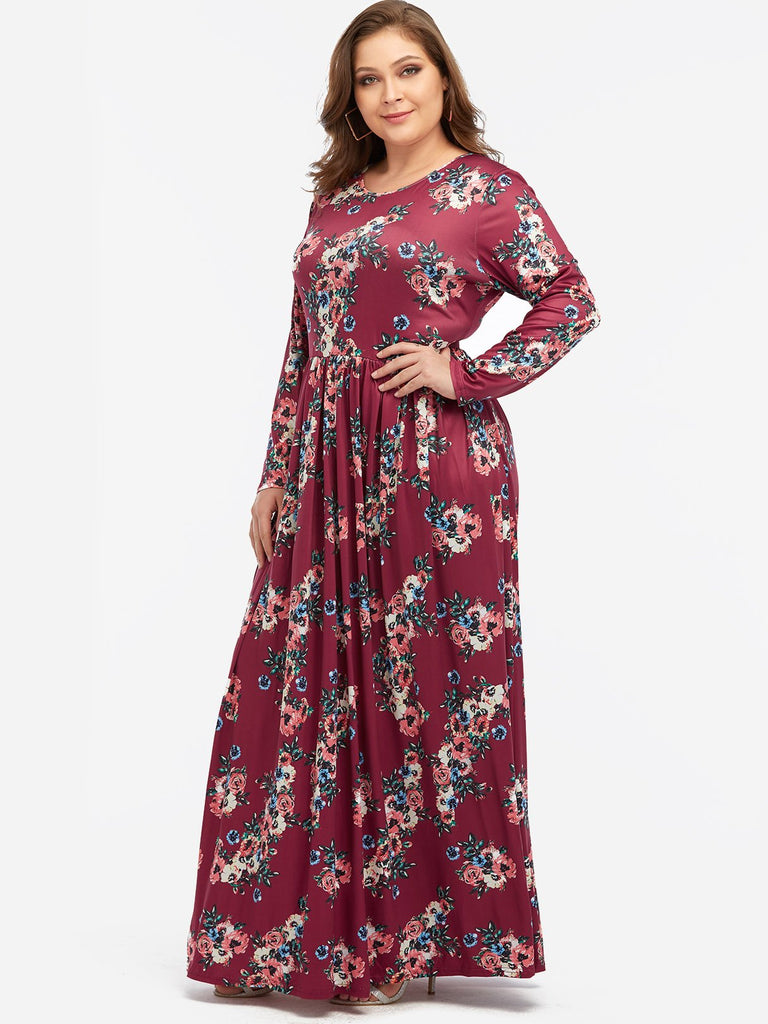 Ladies Burgundy Plus Size Dresses