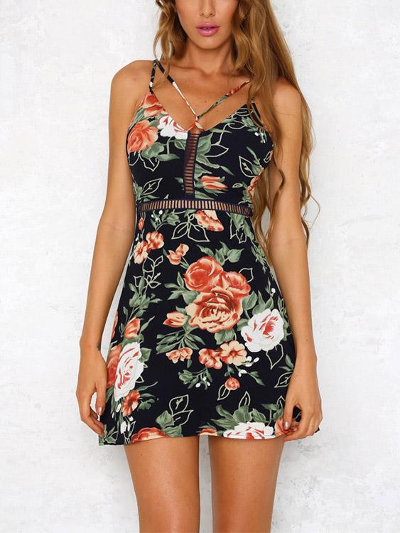 Ladies Navy Floral Dresses